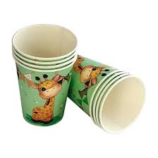 Vasos Descartable Poli Papel Jirafa x 6