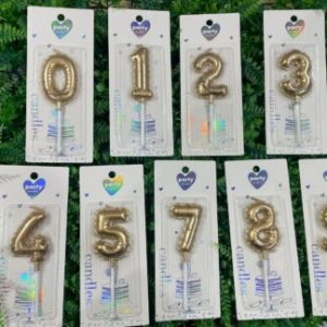 Vela Numero Globito Dorado x1