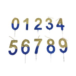 Vela Numero Palito Azul y Amarillo x 1