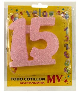 Vela Grande Numero 15 Varios Colores x 1