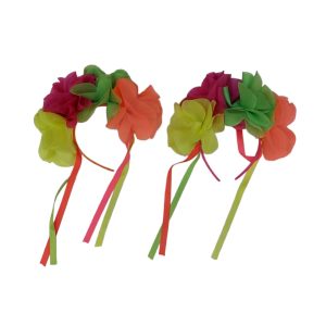 Vincha 4 Flores con Lazo Fluo x1