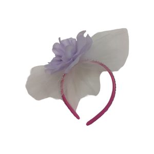 Vincha con Flor, Velo y Apliques varios colores x1 - Imagen 3