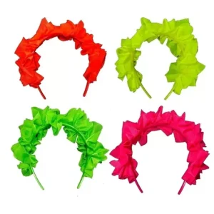 Vincha 7 Flores Fluo de un color x1