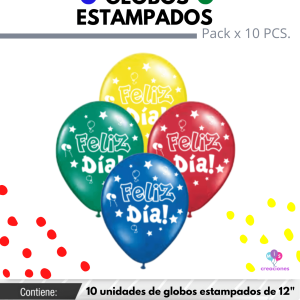 Globo De Latex Estampado De Feliz Dia x 10u