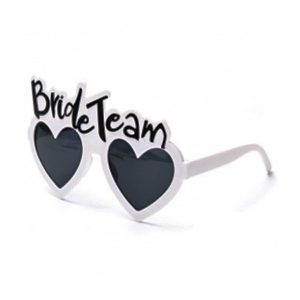 Anteojo corazón blanco “bride team” x1