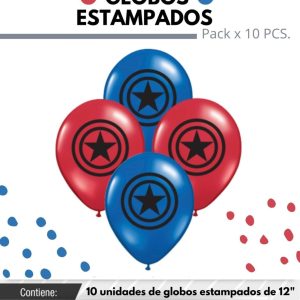 Globo De Latex Estampado De Capitan America x 10u