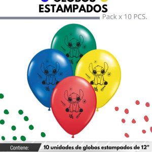 Globo De Latex Estampado De Stitch x 10u