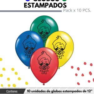 Globo De Latex Estampado De Plim Plim x 10u