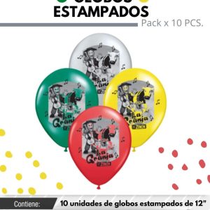 Globo De Latex Estampado De La Granja De Zenon x 10u