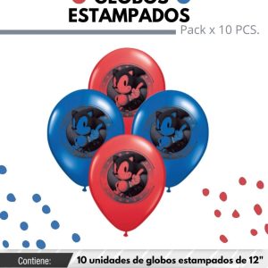 Globo De Latex Estampado De Sonic x 10u