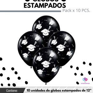 Globo De Latex Estampado De Egresados x 10u