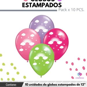 Globo De Latex Estampado De Arcoiris x 10u