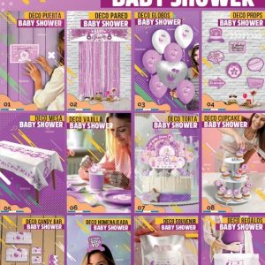Deco kit baby shower rosa x1
