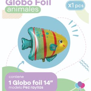 Globo Pez Rayitas 14" Blister x1