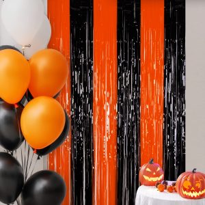 Cortina Combinada Negra Y Naranja (halloween)  x1