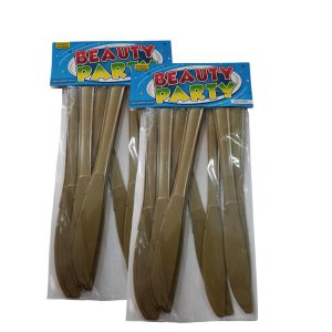 Cuchillos plásticos dorados x10