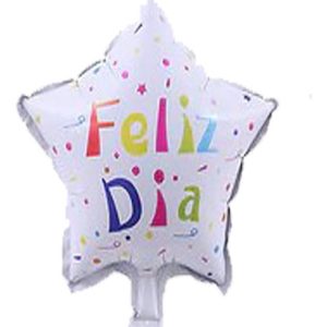 Globo de Feliz dia blanco Estrella con Confeti 10" x1