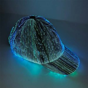Gorra led usb fiber optic negra x1