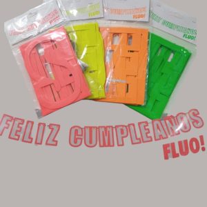Banderin "feliz cumpleaños" calado fluo x1