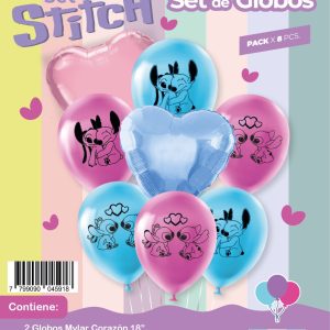 Set de globos mylar + latex estampados stitch x1