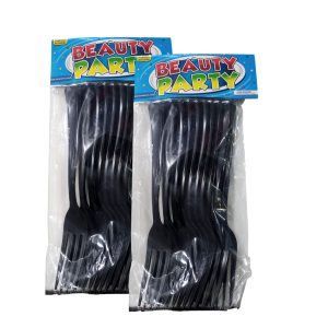 Tenedores plásticos negros x10