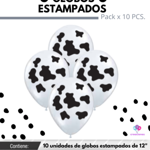 Globo De Latex Estampado De Vaca0 x 10u