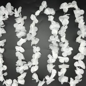 Collar Hawaiano de tela Blanco x12