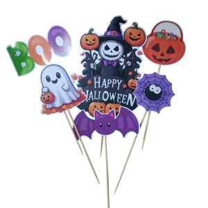 Topper halloween calavera "happy halloween" x5pcs
