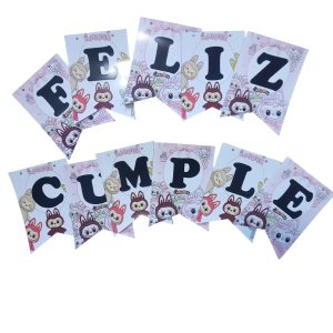 Banderin labubu feliz cumple x1