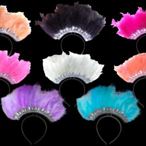 Vincha luminosa plumas y gemas x1