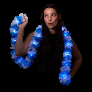 Boa Luminosa flores grandes celeste y blanco x1