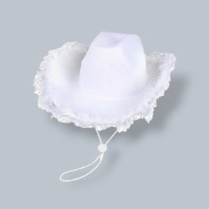 Sombrero cowboy blanco con plumas x1