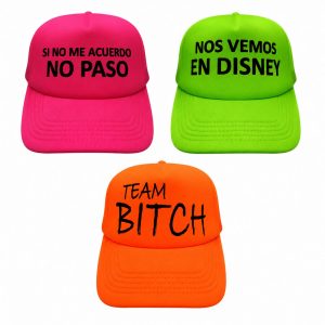 Gorra trucker fluo estampadas x1