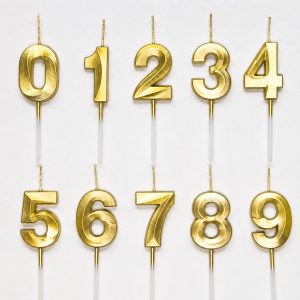 Vela Numero Metalizada Dorada x1