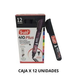 Marcador Permanente Negro Punta Biselada X12