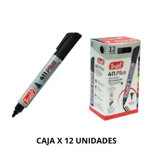 Marcador Permanente Negro Punta redonda X12