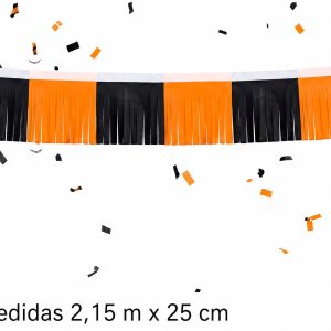 Banderin Plastico Flecos Negro y Naranja X1