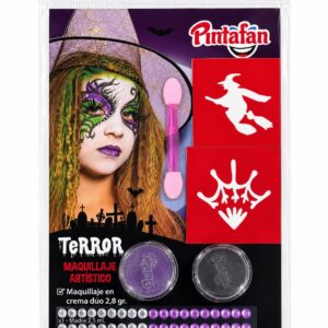 Maquillaje Bruja Stencil y Strass Violeta y Negro X1
