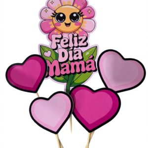 topper 5pcs feliz día mama