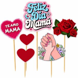 topper 6pcs feliz día mamá
