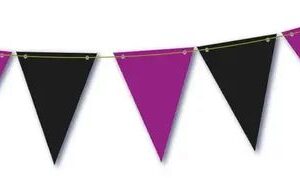 Banderín triangular violeta y negro Cartón  x1