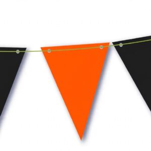 Banderín triangular naranja y negro Cartón  x1